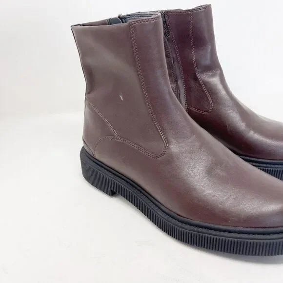 Franco Sarto A-Jinta Faux Leather Brown Lug Combat Boot Booties Size 10 - Picture 6 of 6